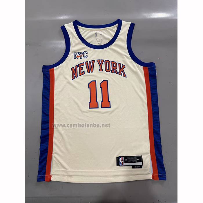 Camiseta New York Knicks Jalen Brunson NO 11 Ciudad 2025-26 Crema